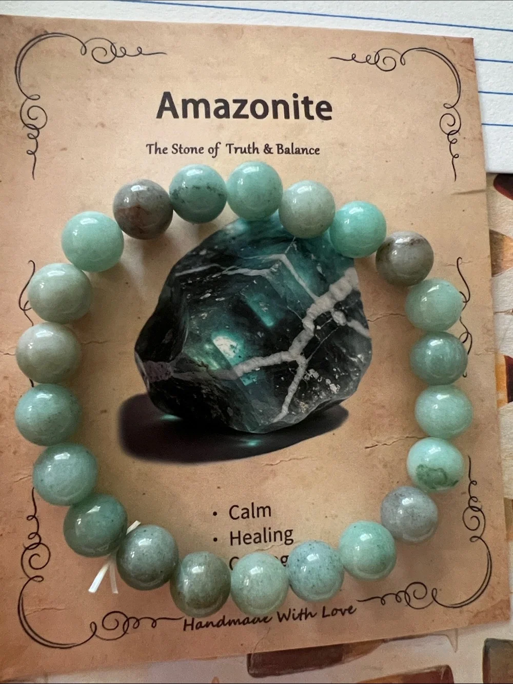 #2947** Amazonite Beaded Bracelet in Soft Green Tones